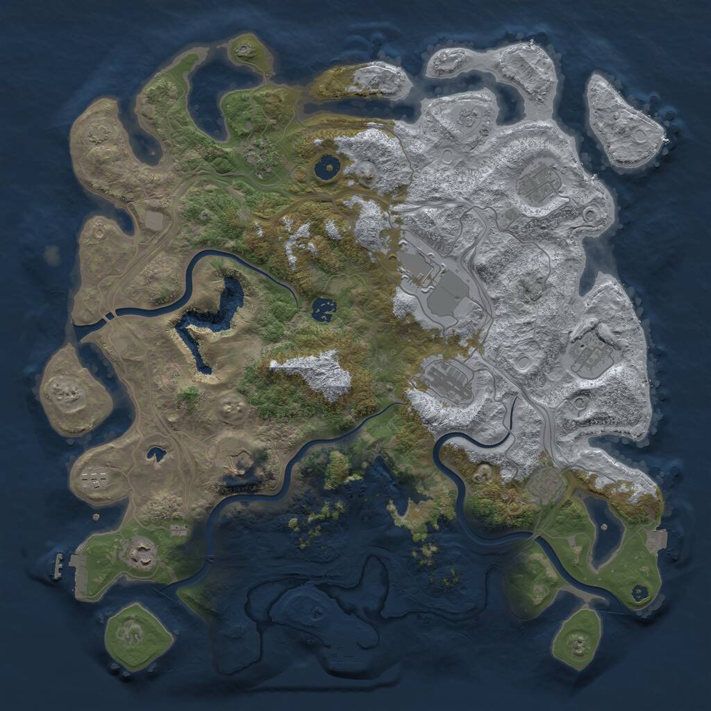 Rust Map: Procedural Map, Size: 4300, Seed: 72804882, 16 Monuments