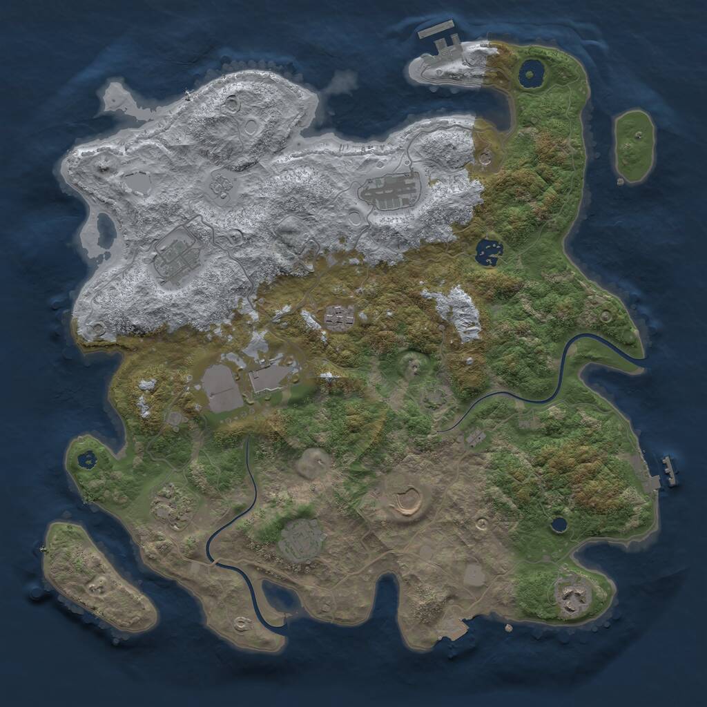 Rust Map: Procedural Map, Size: 3850, Seed: 398441984, 15 Monuments