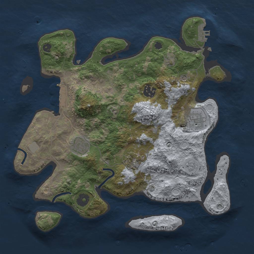 Rust Map: Procedural Map, Size: 3000, Seed: 17222, 11 Monuments