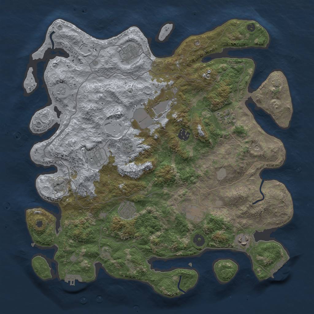 Rust Map: Procedural Map, Size: 4000, Seed: 51490, 17 Monuments