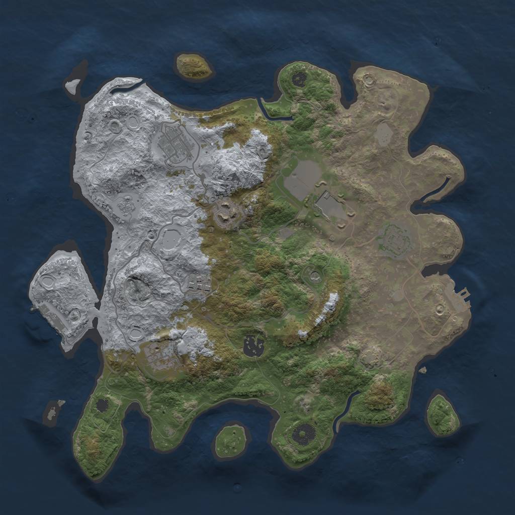 Rust Map: Procedural Map, Size: 3500, Seed: 870086513, 15 Monuments