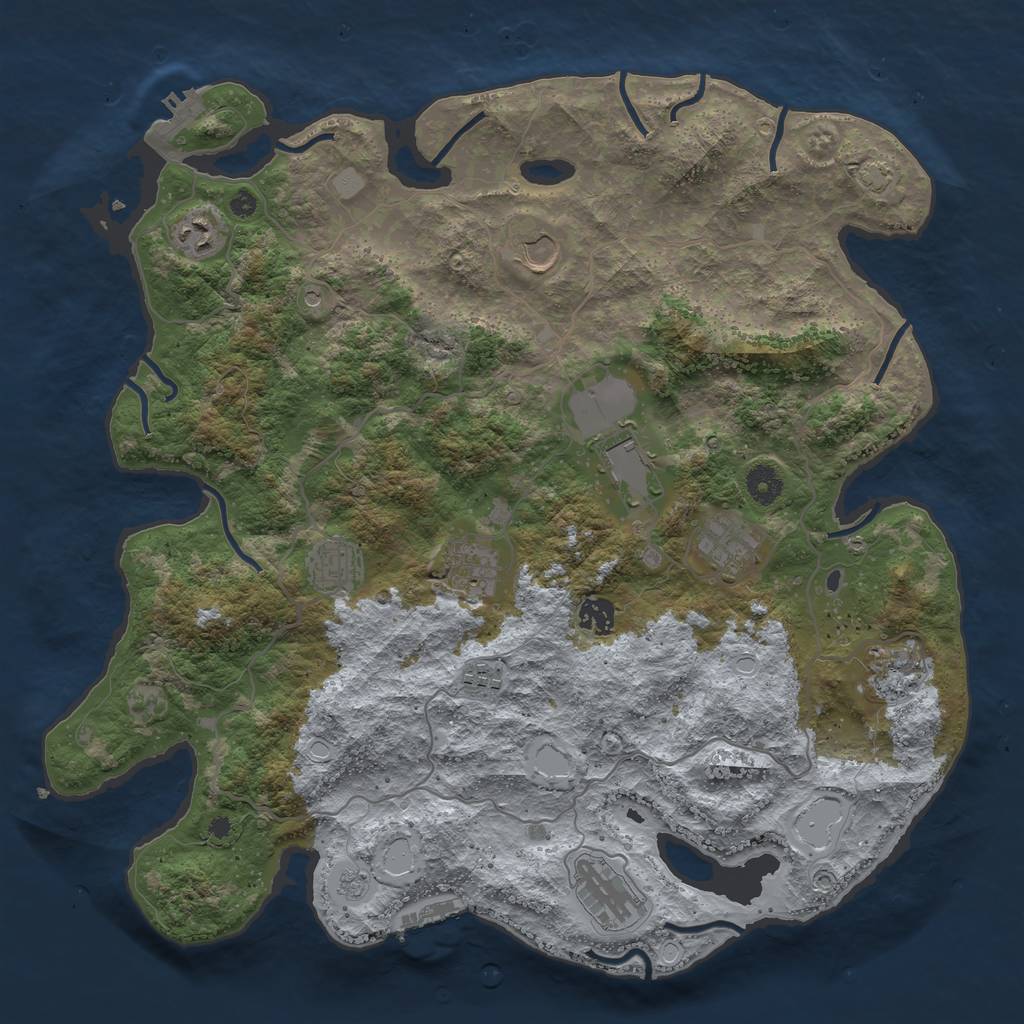 Rust Map: Procedural Map, Size: 4100, Seed: 4827427, 18 Monuments