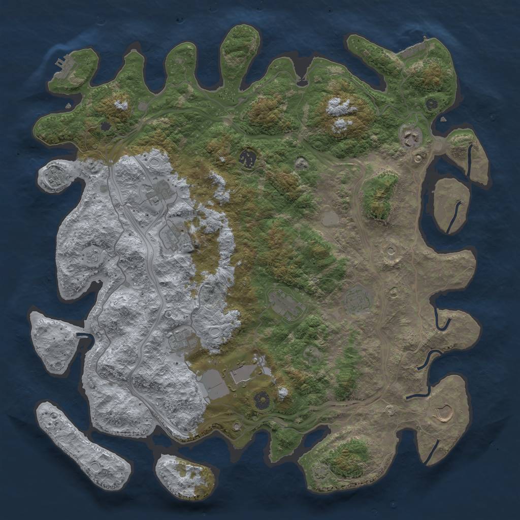 Rust Map: Procedural Map, Size: 4500, Seed: 1723270454, 18 Monuments