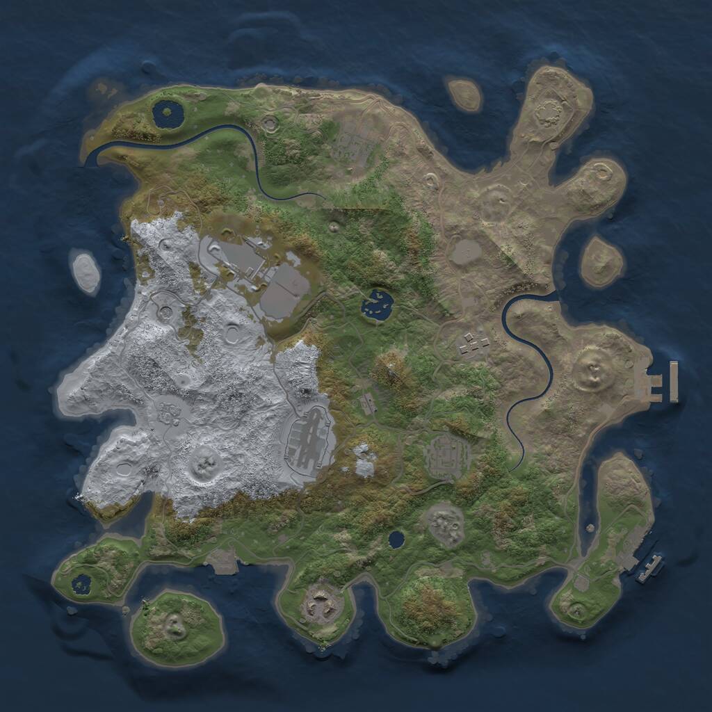 Rust Map: Procedural Map, Size: 3500, Seed: 960639489, 13 Monuments