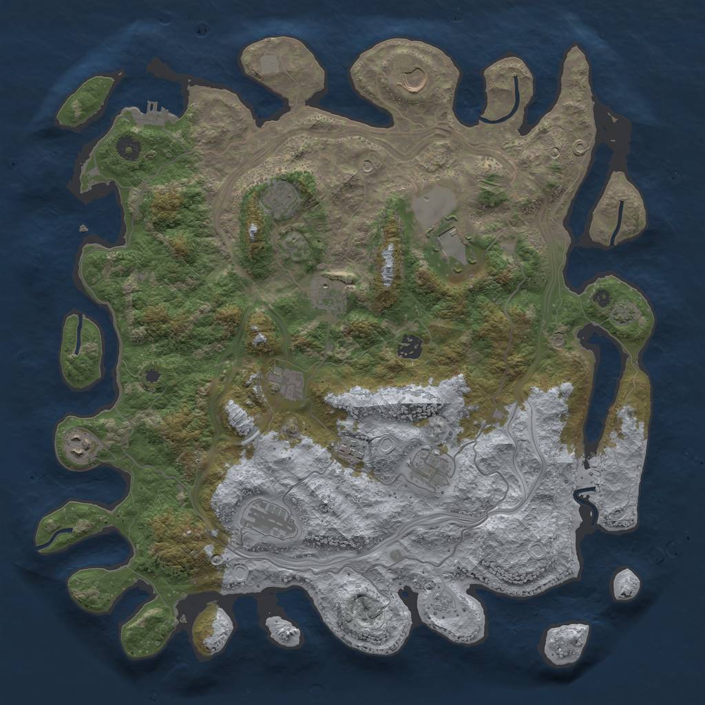 Rust Map: Procedural Map, Size: 4250, Seed: 1303894777, 17 Monuments