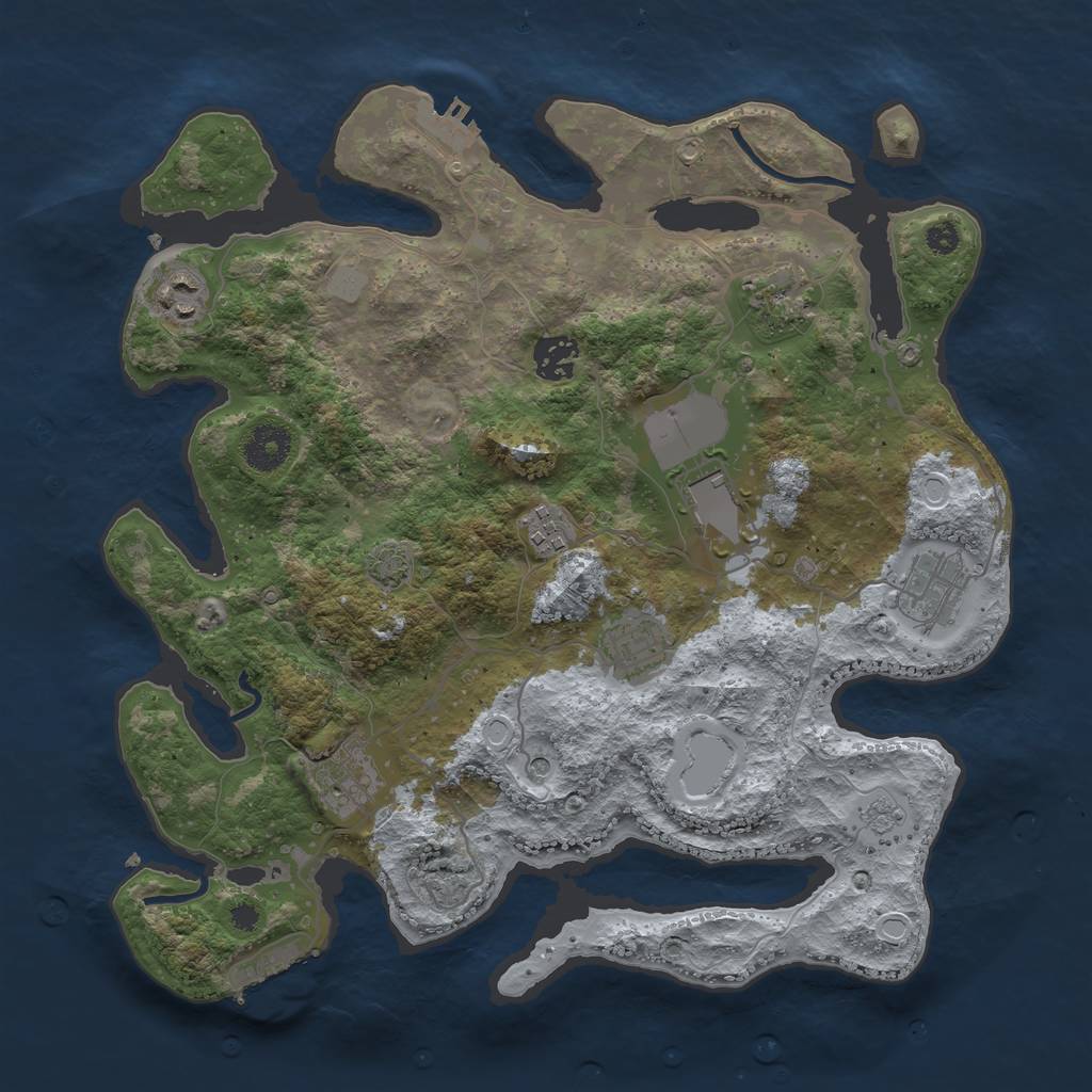 Rust Map: Procedural Map, Size: 3500, Seed: 1804226521, 16 Monuments