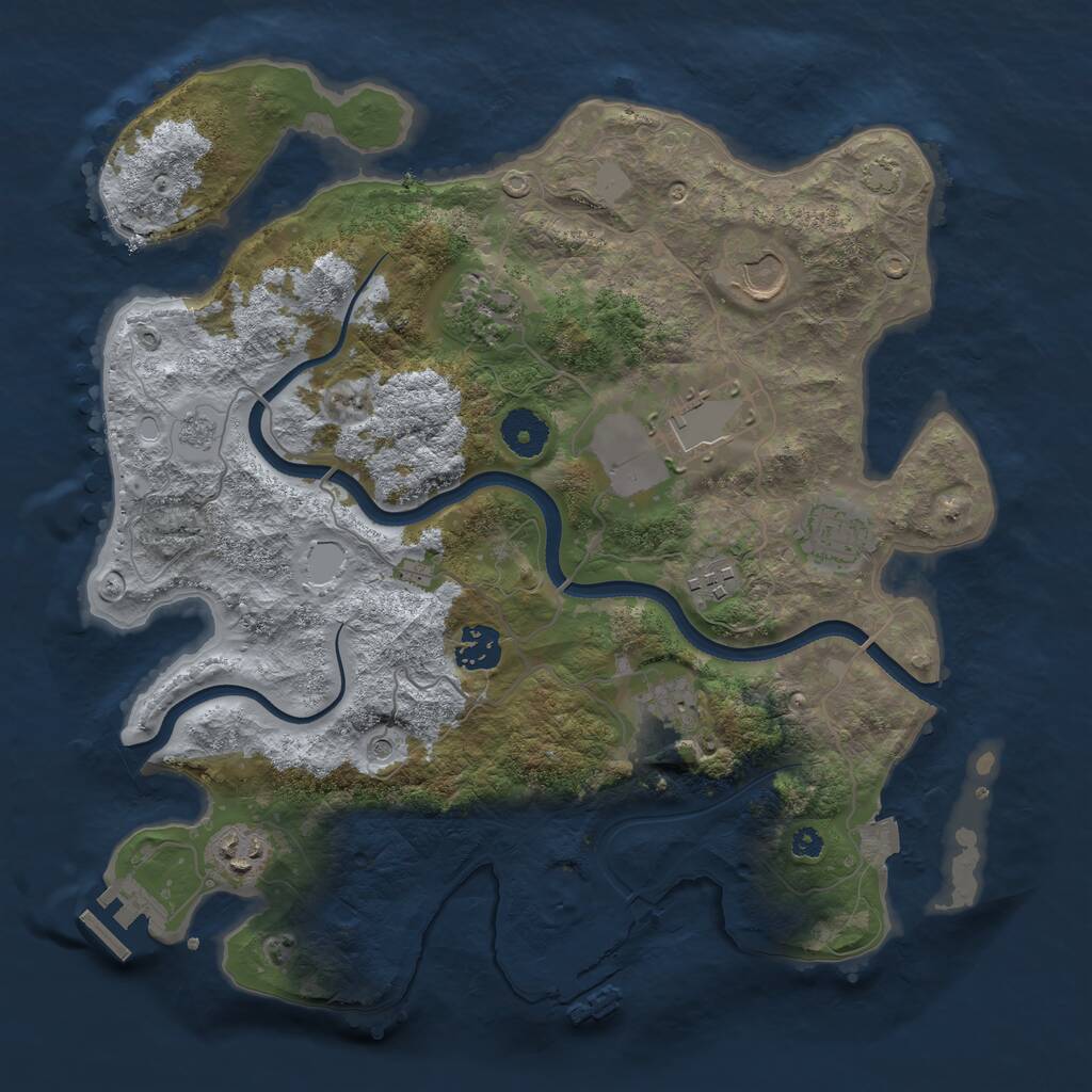 Rust Map: Procedural Map, Size: 3500, Seed: 229976, 14 Monuments