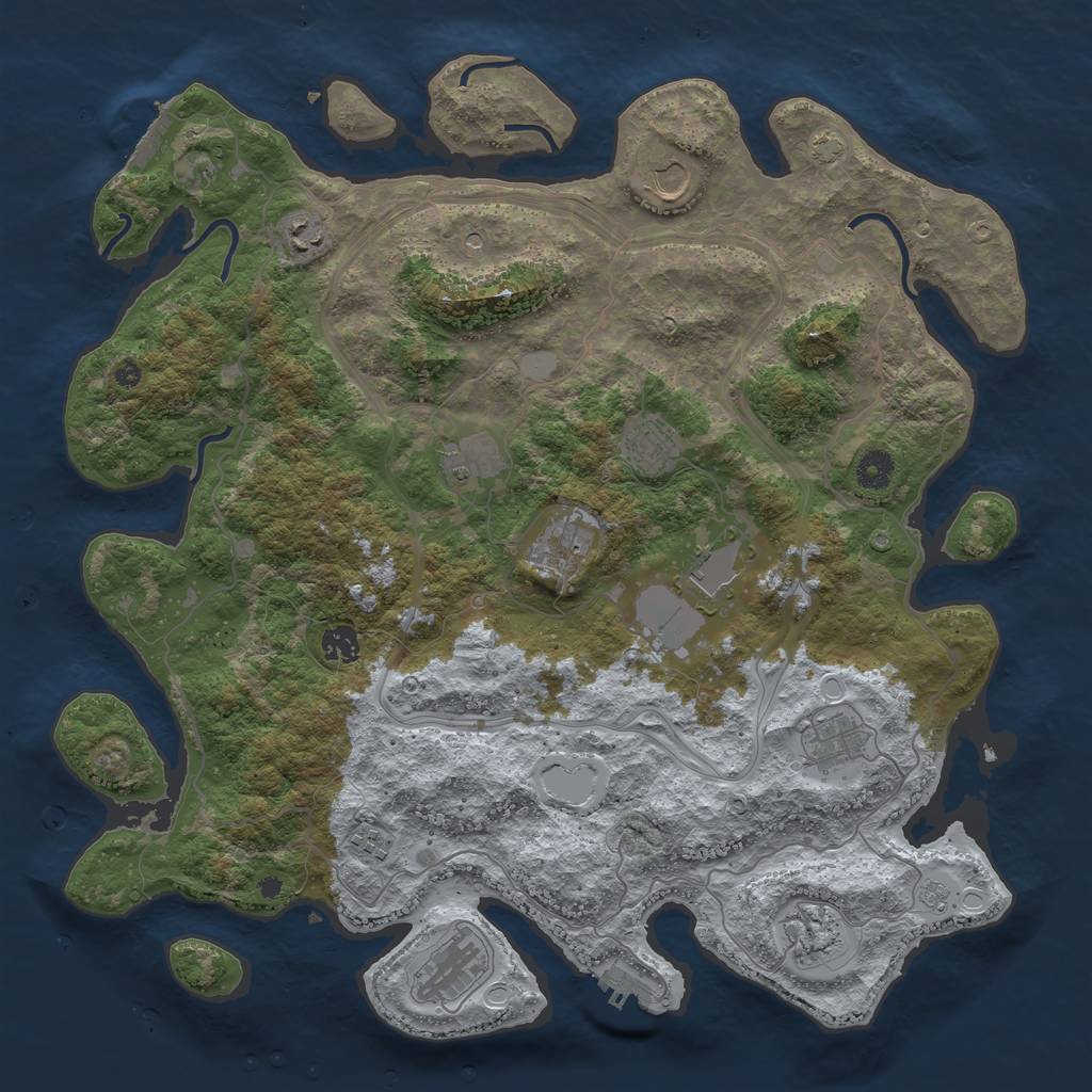 Rust Map: Procedural Map, Size: 4250, Seed: 244475025, 19 Monuments