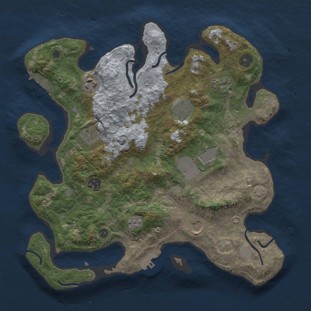 Rust Map: Procedural Map, Size: 3500, Seed: 1082173001, 15 Monuments