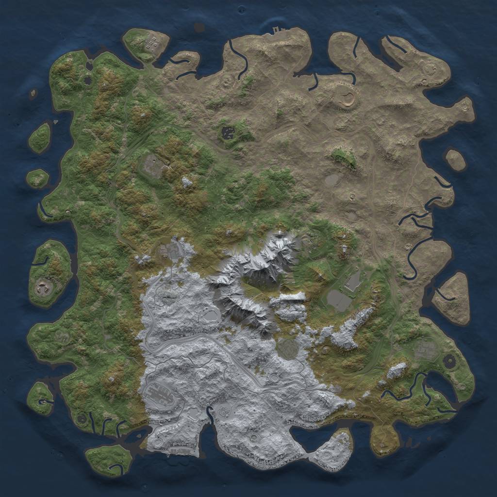 Rust Map: Procedural Map, Size: 5500, Seed: 36718021, 19 Monuments