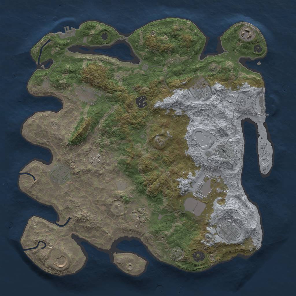 Rust Map: Procedural Map, Size: 3750, Seed: 1927623424, 18 Monuments