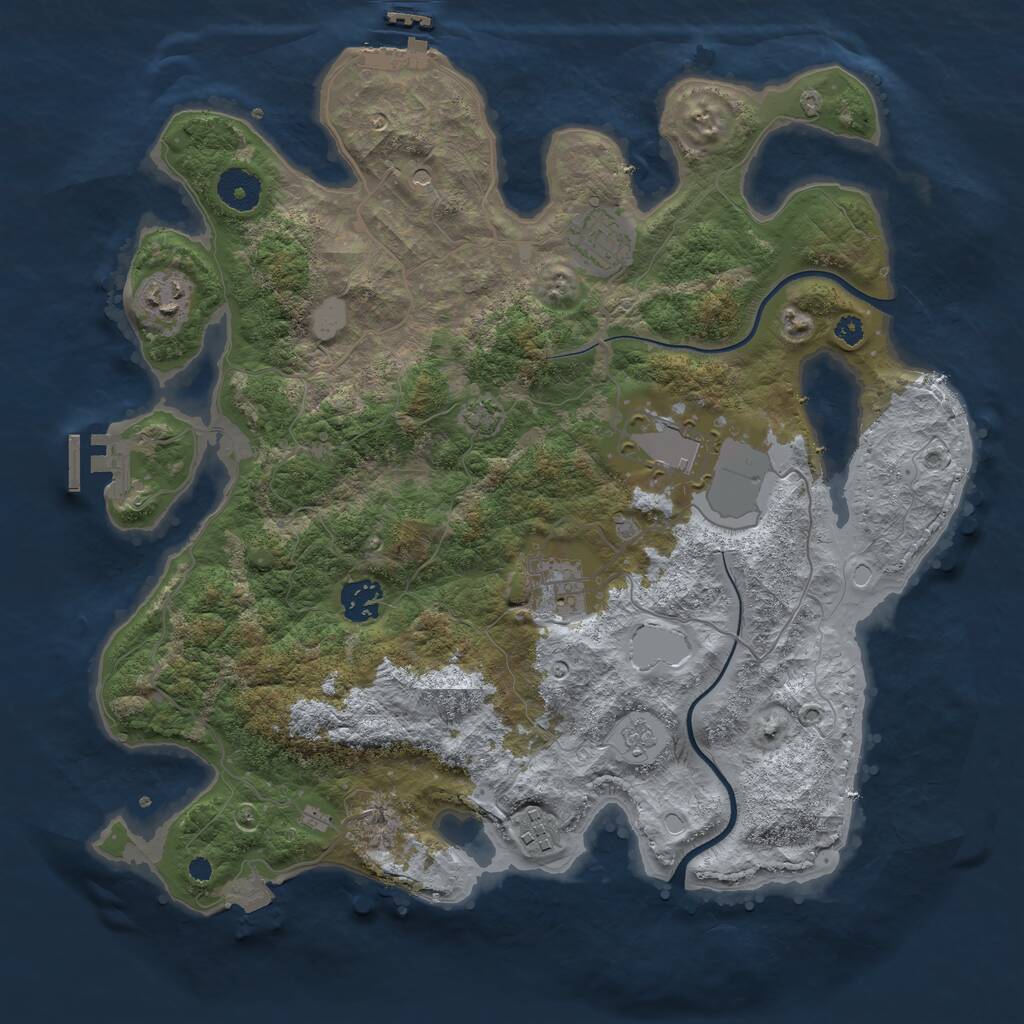 Rust Map: Procedural Map, Size: 3600, Seed: 74012368, 12 Monuments
