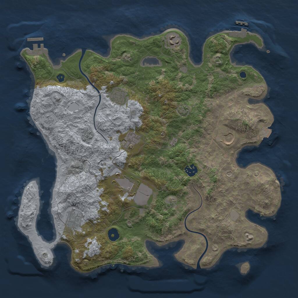 Rust Map: Procedural Map, Size: 3750, Seed: 542894524, 14 Monuments
