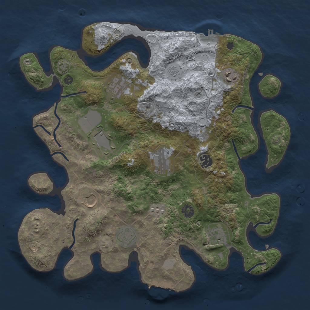 Rust Map: Procedural Map, Size: 3550, Seed: 63208468, 17 Monuments
