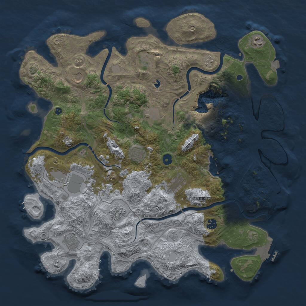 Rust Map: Procedural Map, Size: 4400, Seed: 19881109, 17 Monuments
