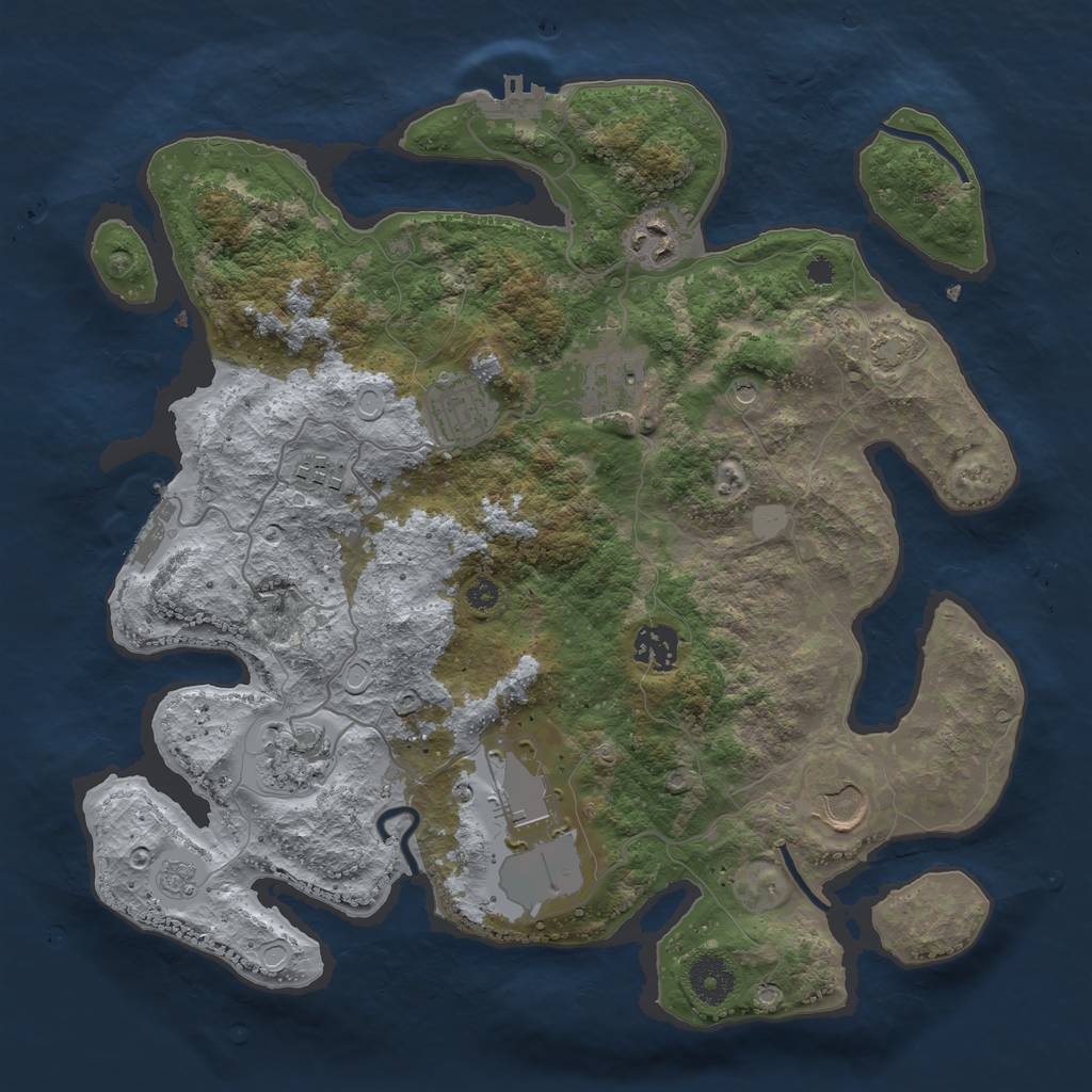 Rust Map: Procedural Map, Size: 3500, Seed: 464656, 16 Monuments