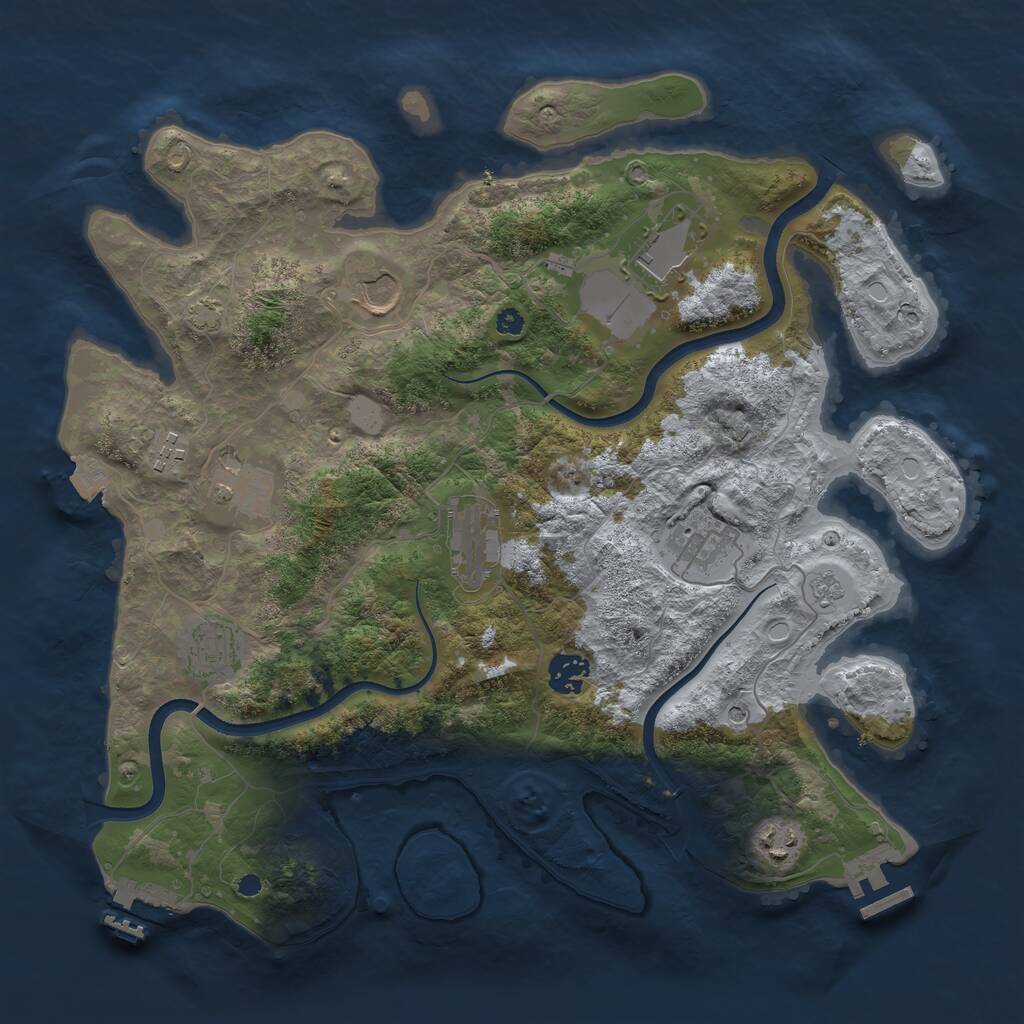 Rust Map: Procedural Map, Size: 3700, Seed: 70442125, 15 Monuments
