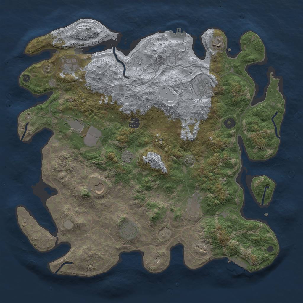 Rust Map: Procedural Map, Size: 4100, Seed: 2474866, 17 Monuments