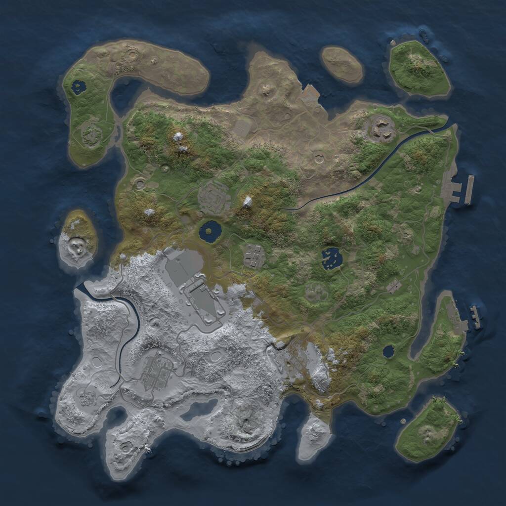 Rust Map: Procedural Map, Size: 3500, Seed: 1262405734, 13 Monuments