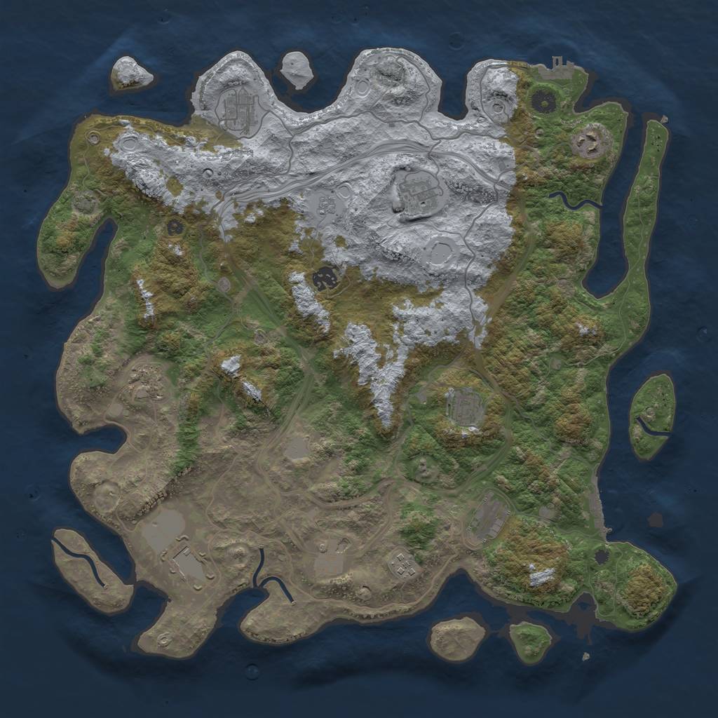 Rust Map: Procedural Map, Size: 4400, Seed: 44943591, 18 Monuments