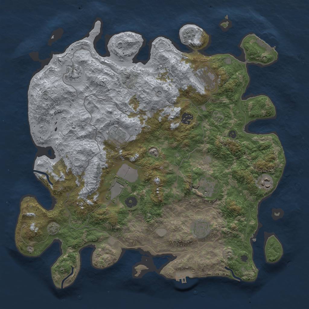 Rust Map: Procedural Map, Size: 4000, Seed: 1328530943, 17 Monuments