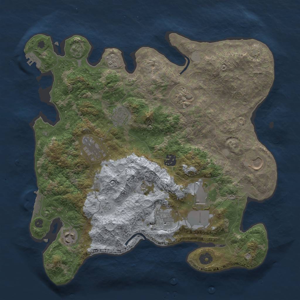 Rust Map: Procedural Map, Size: 3600, Seed: 55534999, 17 Monuments
