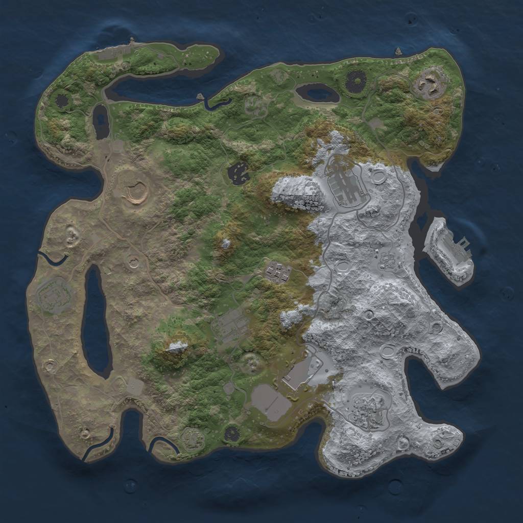 Rust Map: Procedural Map, Size: 3500, Seed: 439222797, 17 Monuments