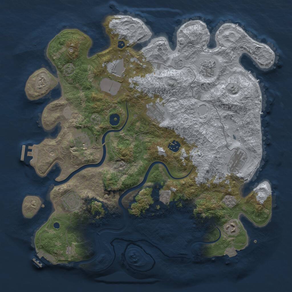 Rust Map: Procedural Map, Size: 3850, Seed: 62024427, 16 Monuments
