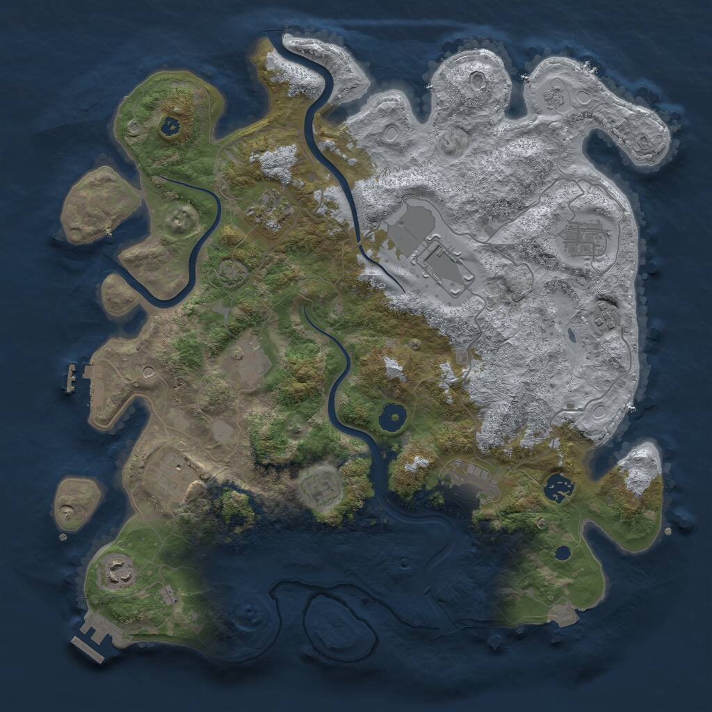 Rust Map: Procedural Map, Size: 3850, Seed: 62024427, 16 Monuments