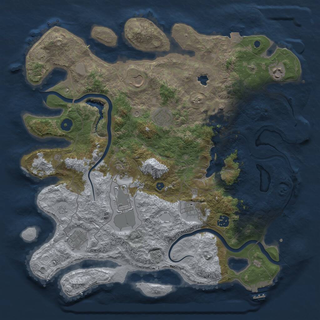 Rust Map: Procedural Map, Size: 4000, Seed: 9733615, 16 Monuments