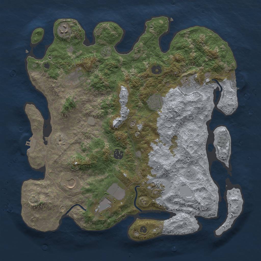 Rust Map: Procedural Map, Size: 3900, Seed: 34339041, 17 Monuments
