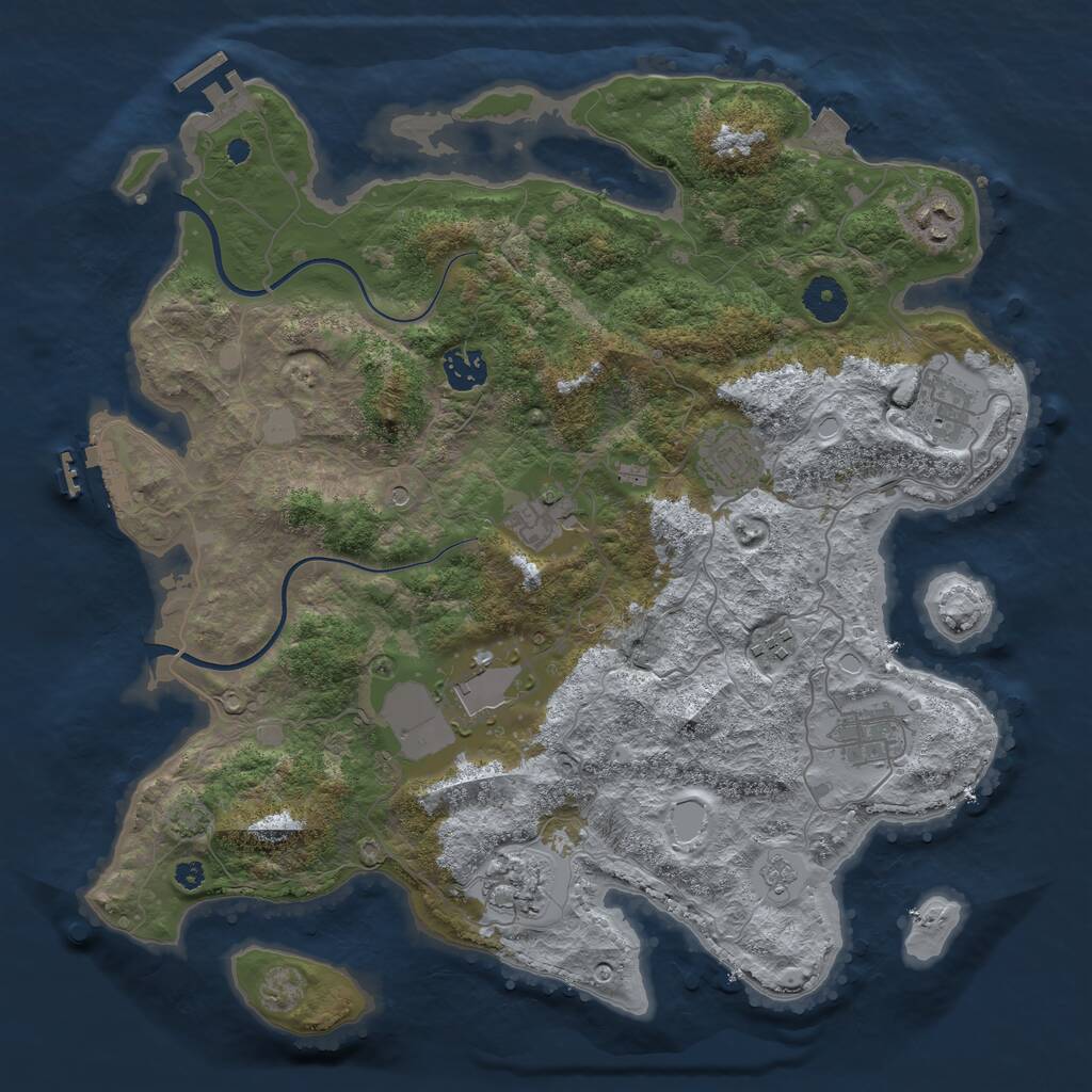 Rust Map: Procedural Map, Size: 3750, Seed: 32338124, 15 Monuments