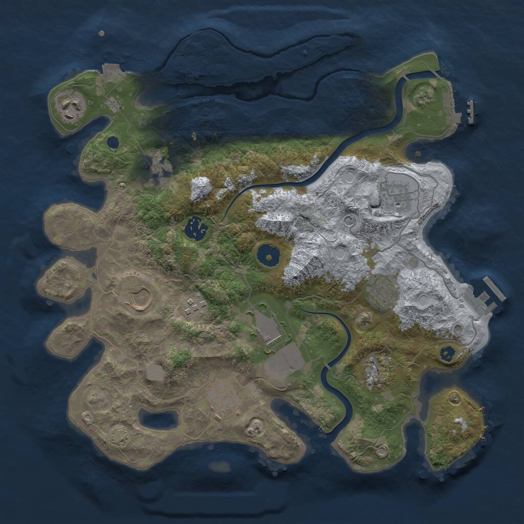 Rust Map: Procedural Map, Size: 3500, Seed: 810399445, 15 Monuments