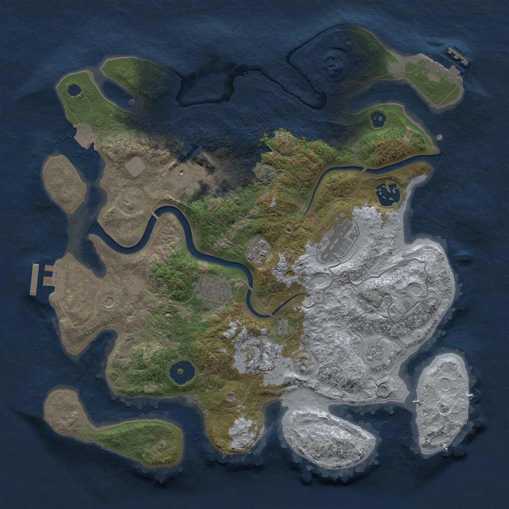 Rust Map: Procedural Map, Size: 3250, Seed: 308852072, 12 Monuments
