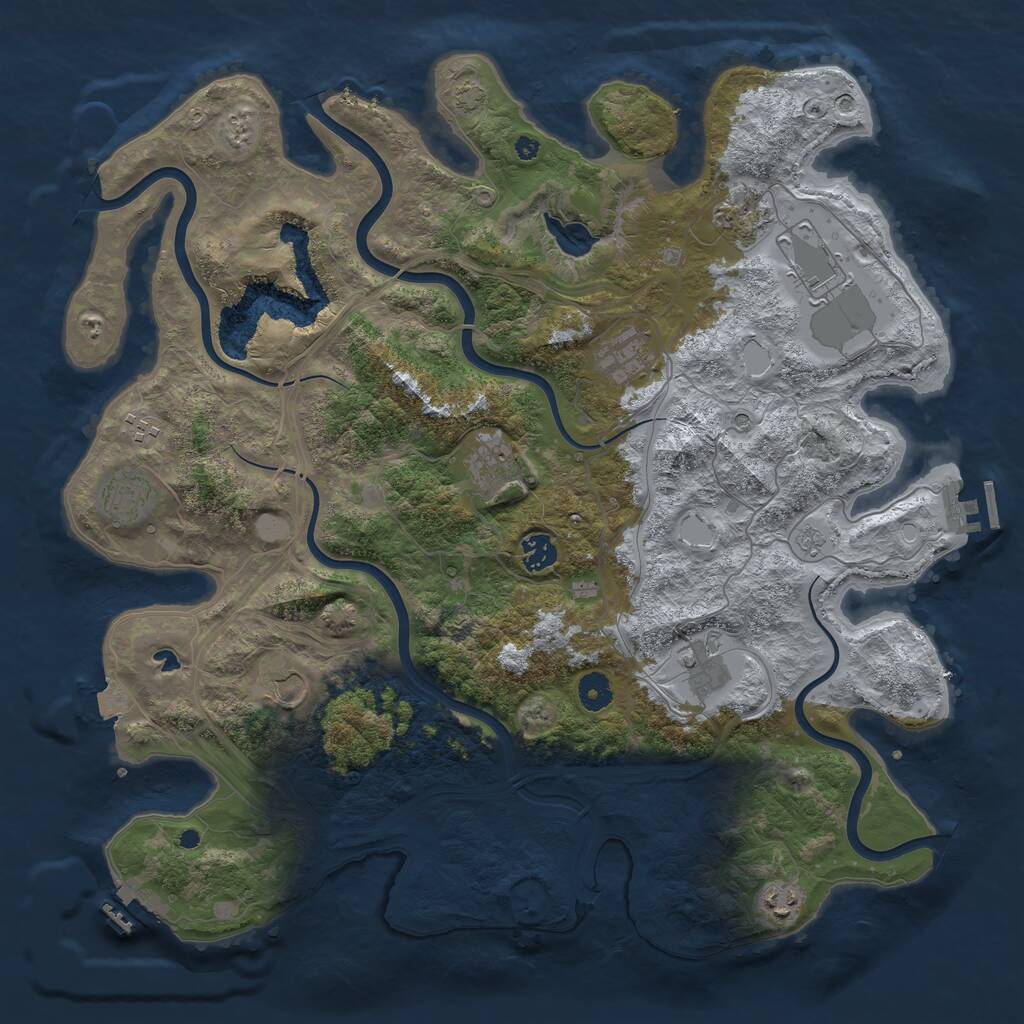 Rust Map: Procedural Map, Size: 4250, Seed: 1085327099, 16 Monuments