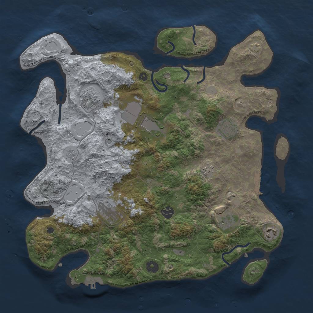 Rust Map: Procedural Map, Size: 3750, Seed: 43385095, 16 Monuments