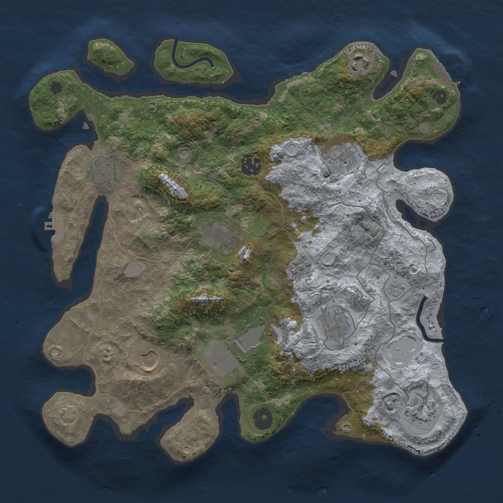 Rust Map: Procedural Map, Size: 3650, Seed: 73523628, 18 Monuments