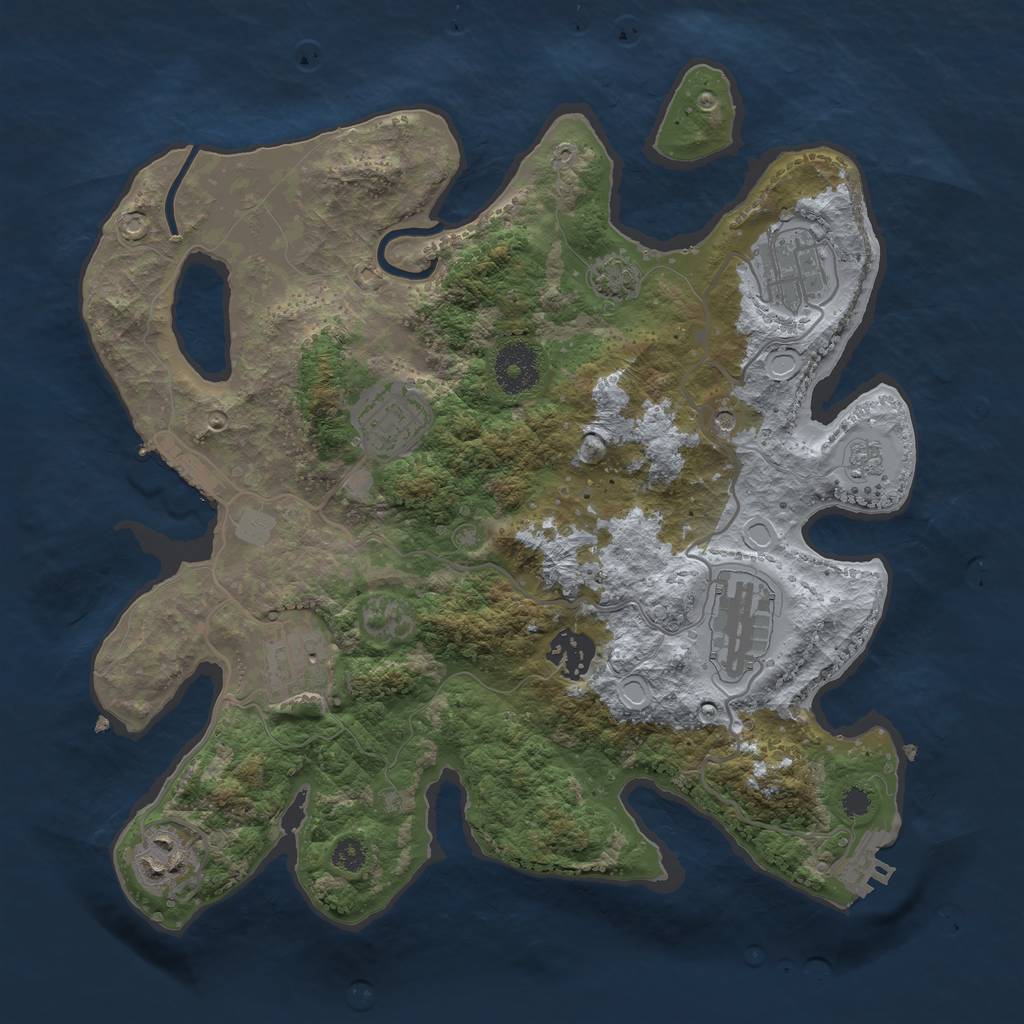 Rust Map: Procedural Map, Size: 3200, Seed: 2023679461, 14 Monuments