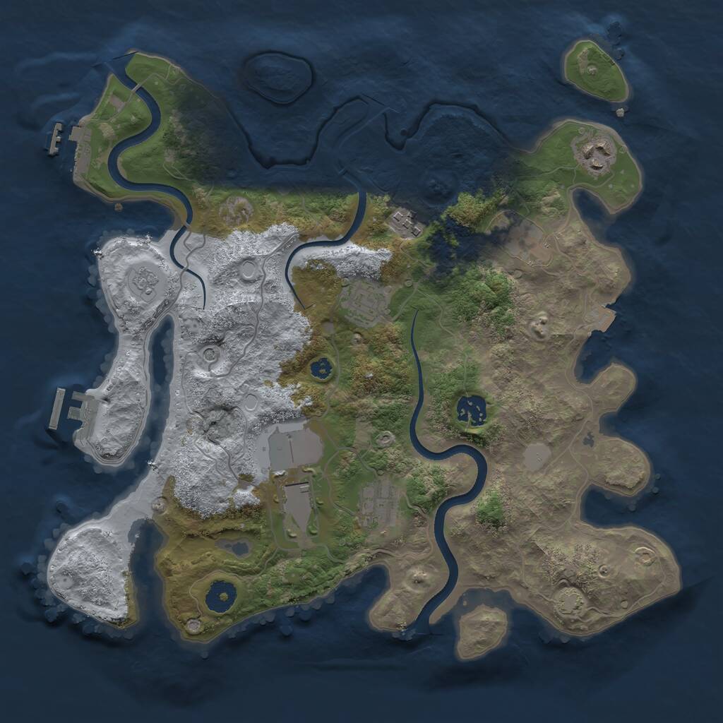 Rust Map: Procedural Map, Size: 3500, Seed: 41645424, 13 Monuments