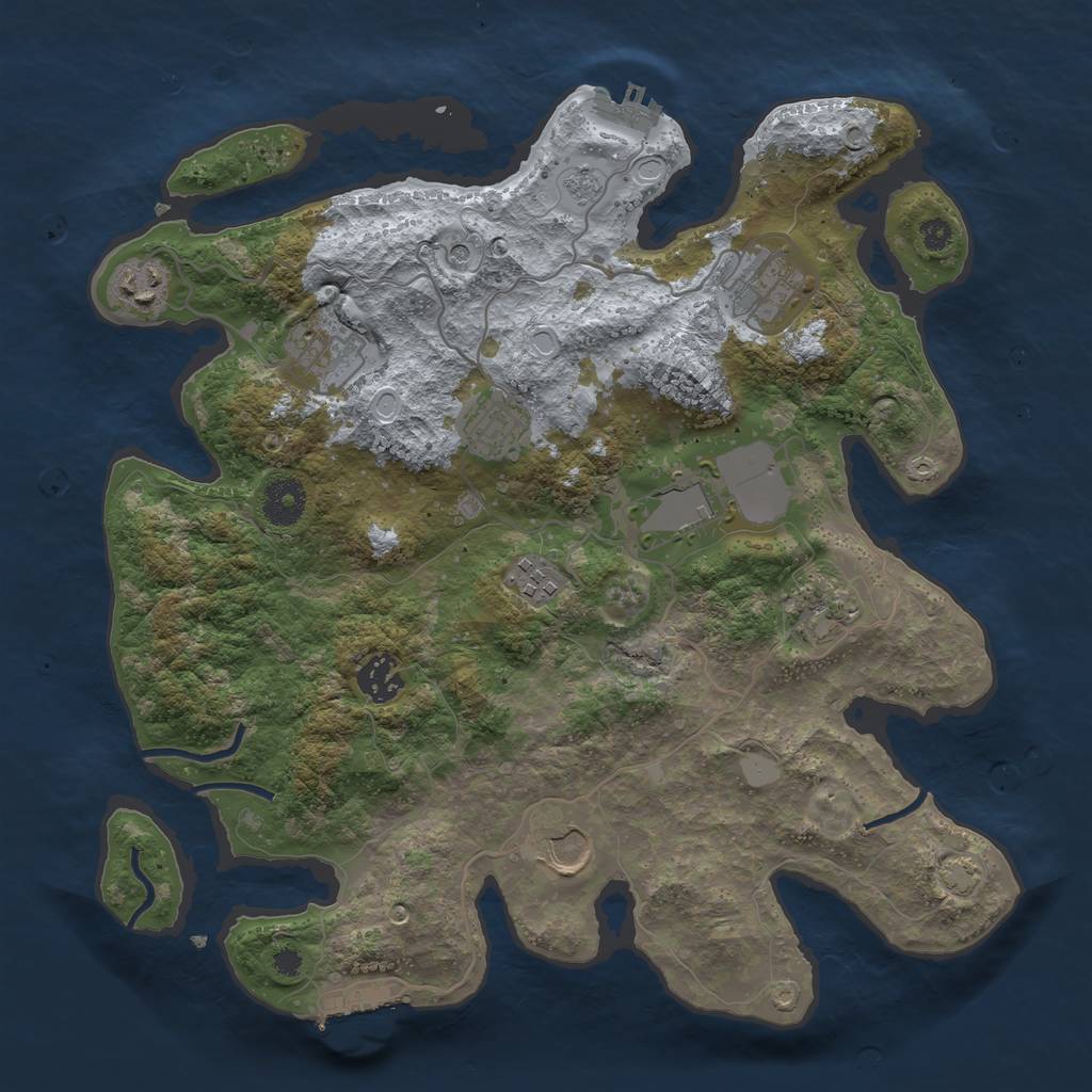 Rust Map: Procedural Map, Size: 3550, Seed: 55492541, 17 Monuments