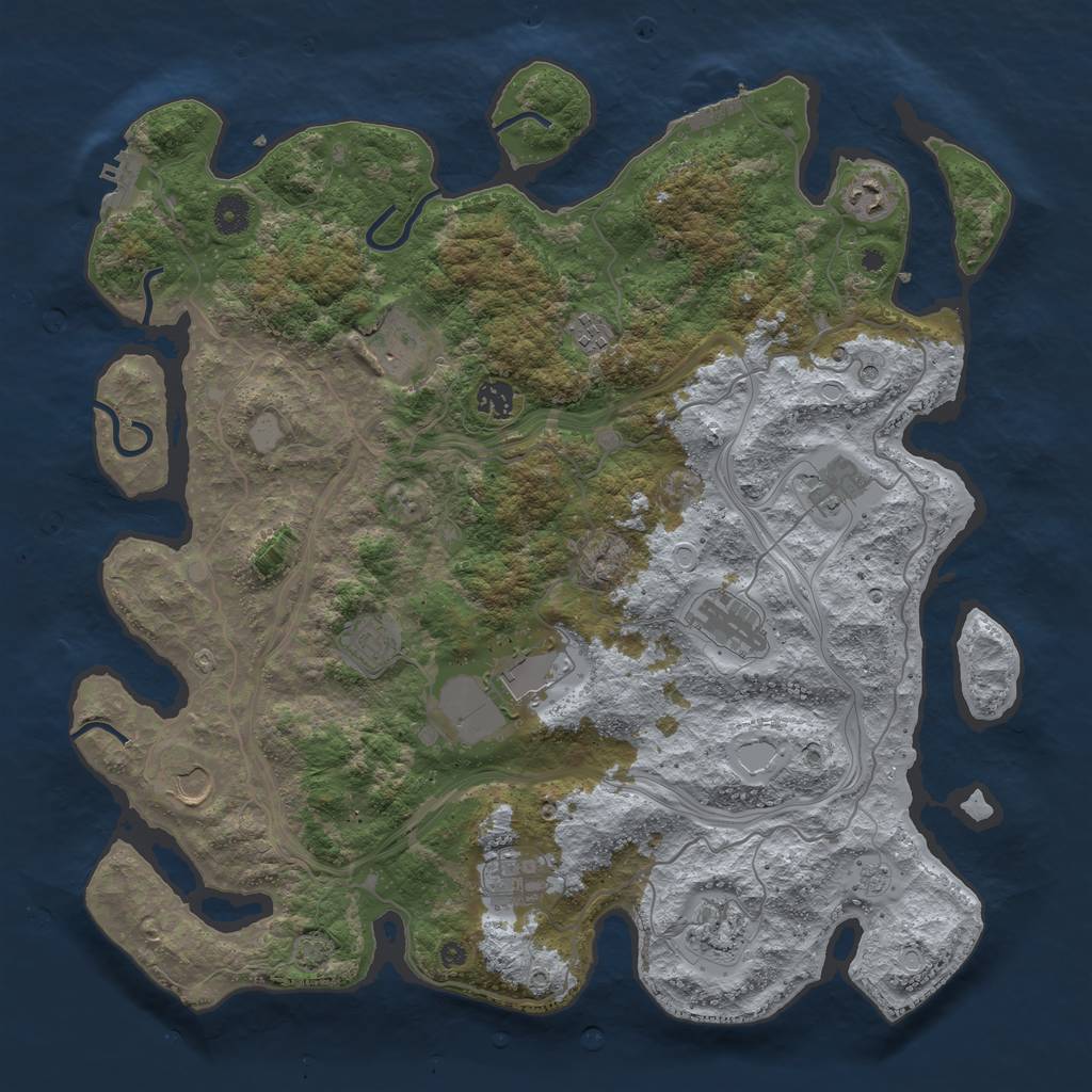 Rust Map: Procedural Map, Size: 4250, Seed: 1018269228, 19 Monuments