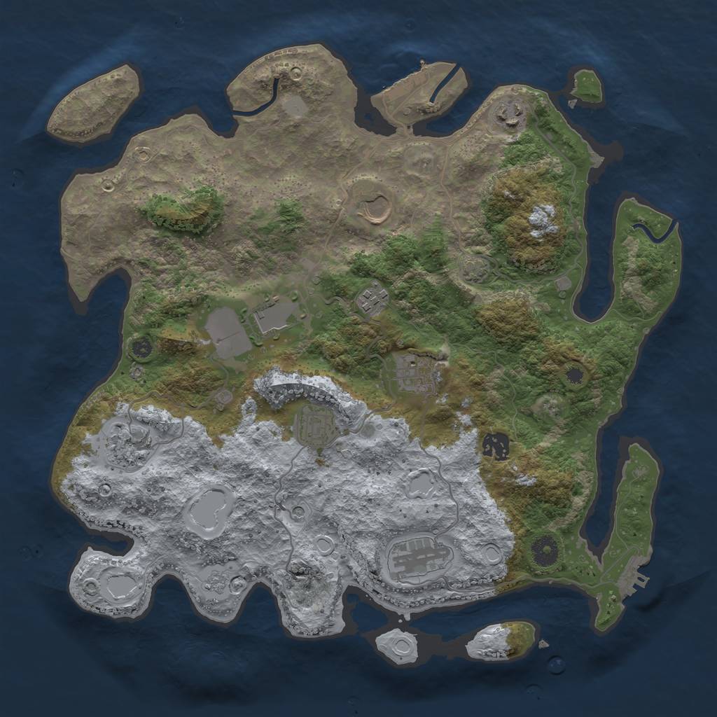Rust Map: Procedural Map, Size: 3750, Seed: 243454141, 17 Monuments