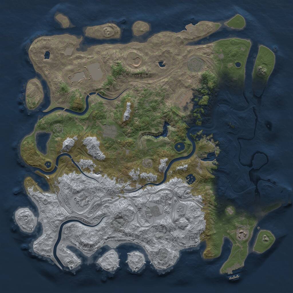 Rust Map: Procedural Map, Size: 4500, Seed: 932572967, 16 Monuments