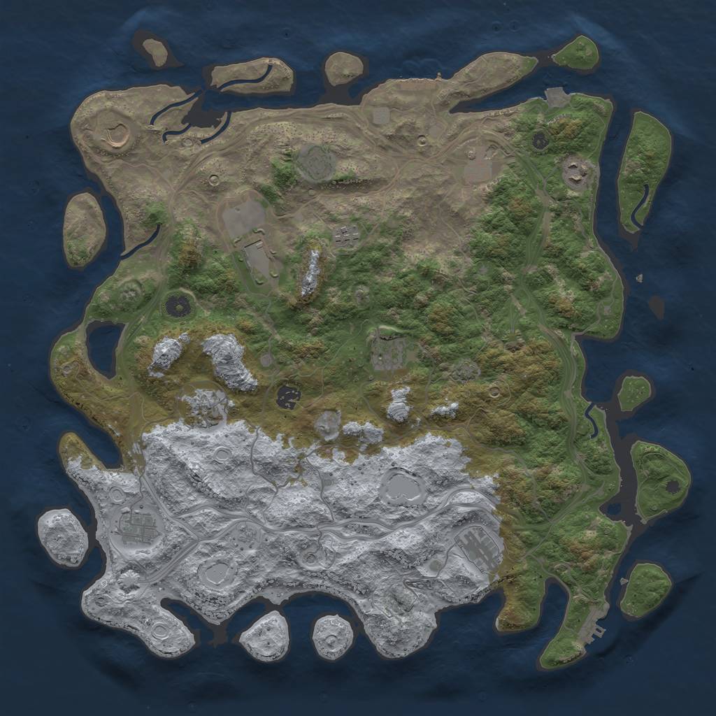 Rust Map: Procedural Map, Size: 4500, Seed: 932572967, 19 Monuments