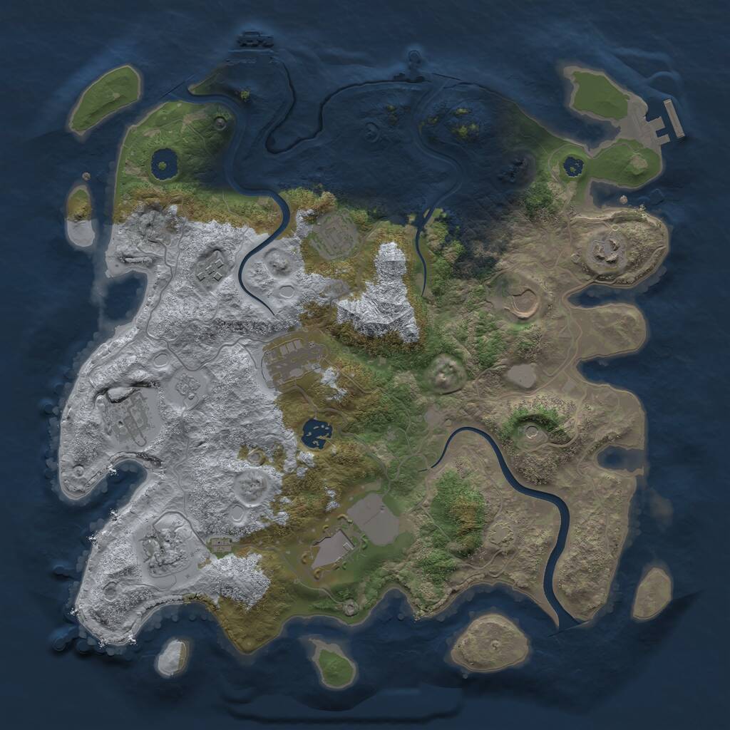 Rust Map: Procedural Map, Size: 3700, Seed: 957564404, 15 Monuments