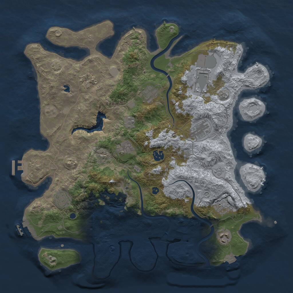 Rust Map: Procedural Map, Size: 4000, Seed: 1882458425, 16 Monuments