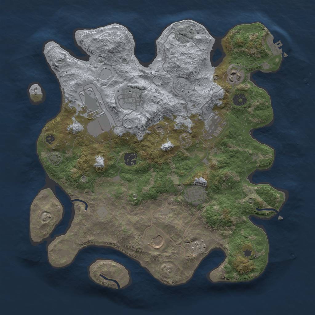 Rust Map: Procedural Map, Size: 3500, Seed: 2143367122, 15 Monuments