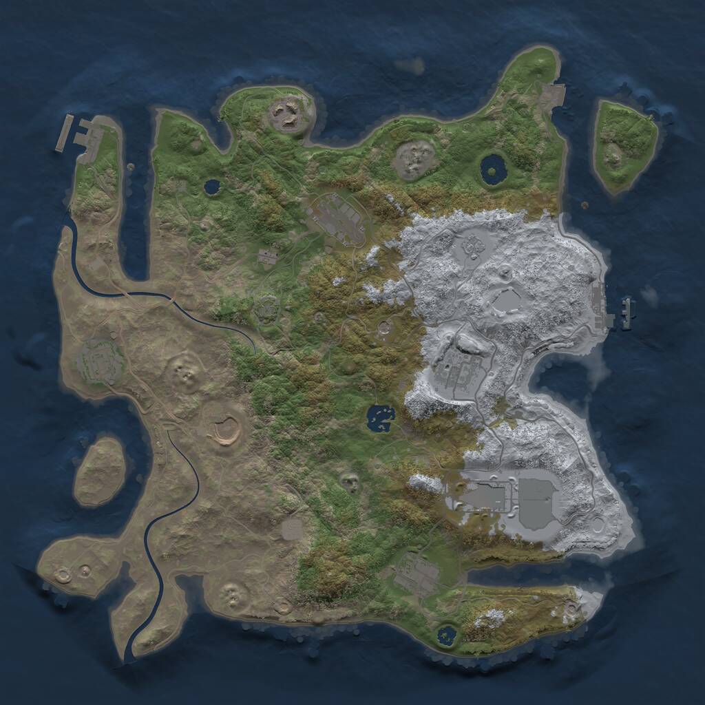 Rust Map: Procedural Map, Size: 3700, Seed: 45261782, 14 Monuments