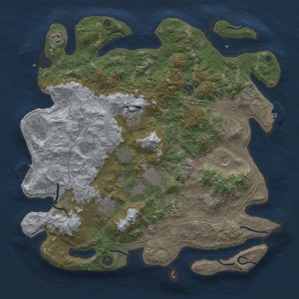 Rust Map: Procedural Map, Size: 4250, Seed: 1974782353, 19 Monuments