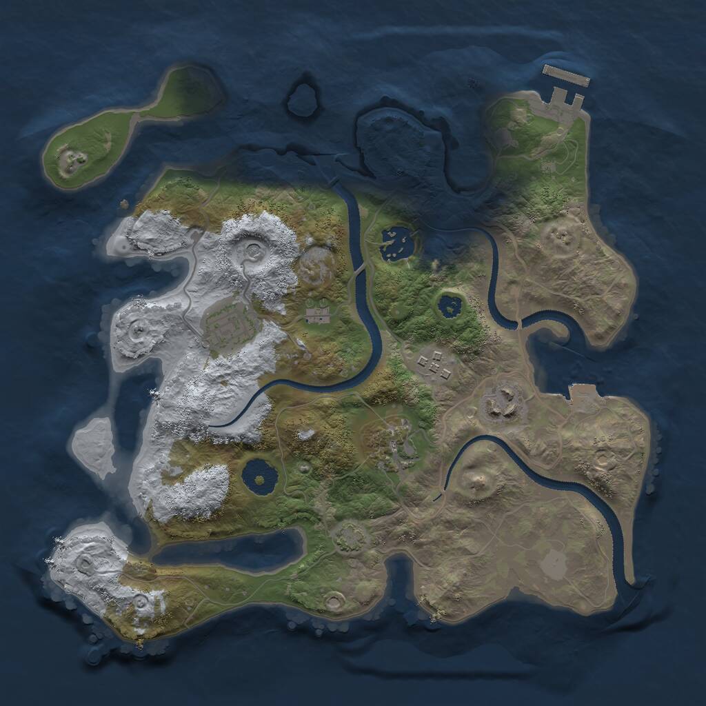 Rust Map: Procedural Map, Size: 3000, Seed: 20375041, 9 Monuments